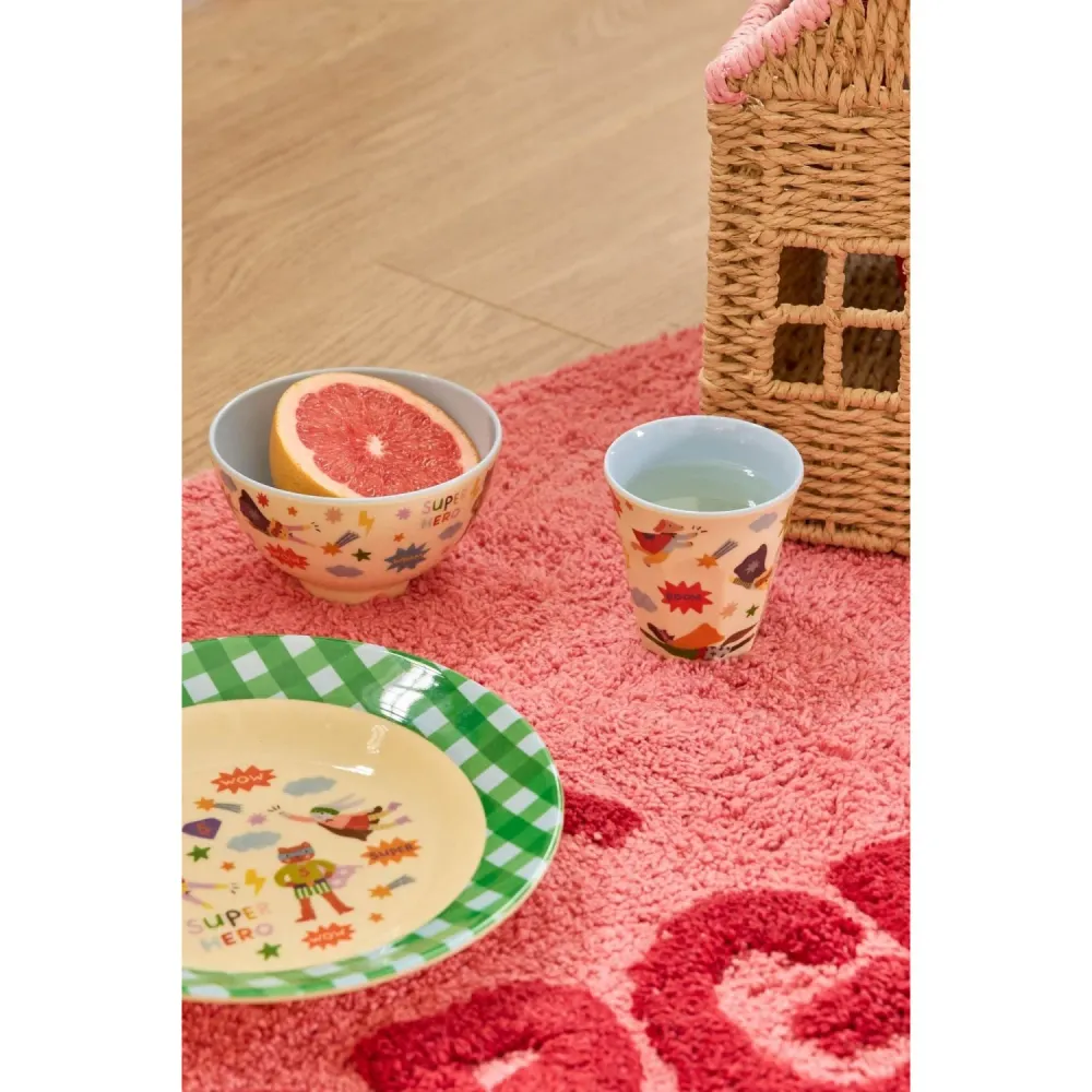 Rice Melamin Skål Med Hero Print - Petite - Soft Blue - 300 Ml