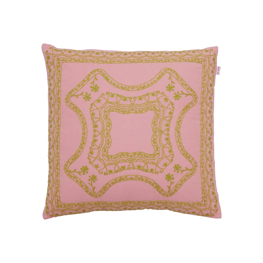 Firkantet Bomuld Pude - Pink