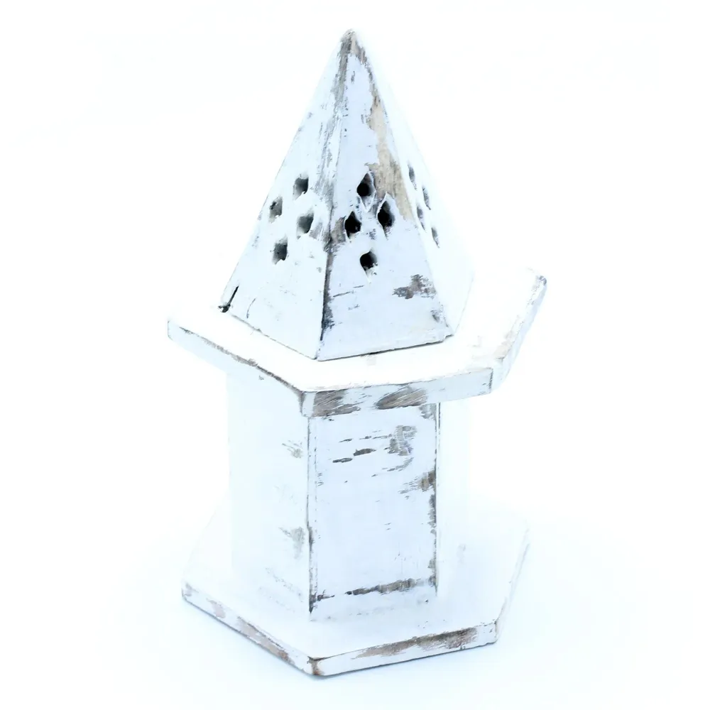 Røgelsesholder Hvidvasket Pyramide Mini Hus