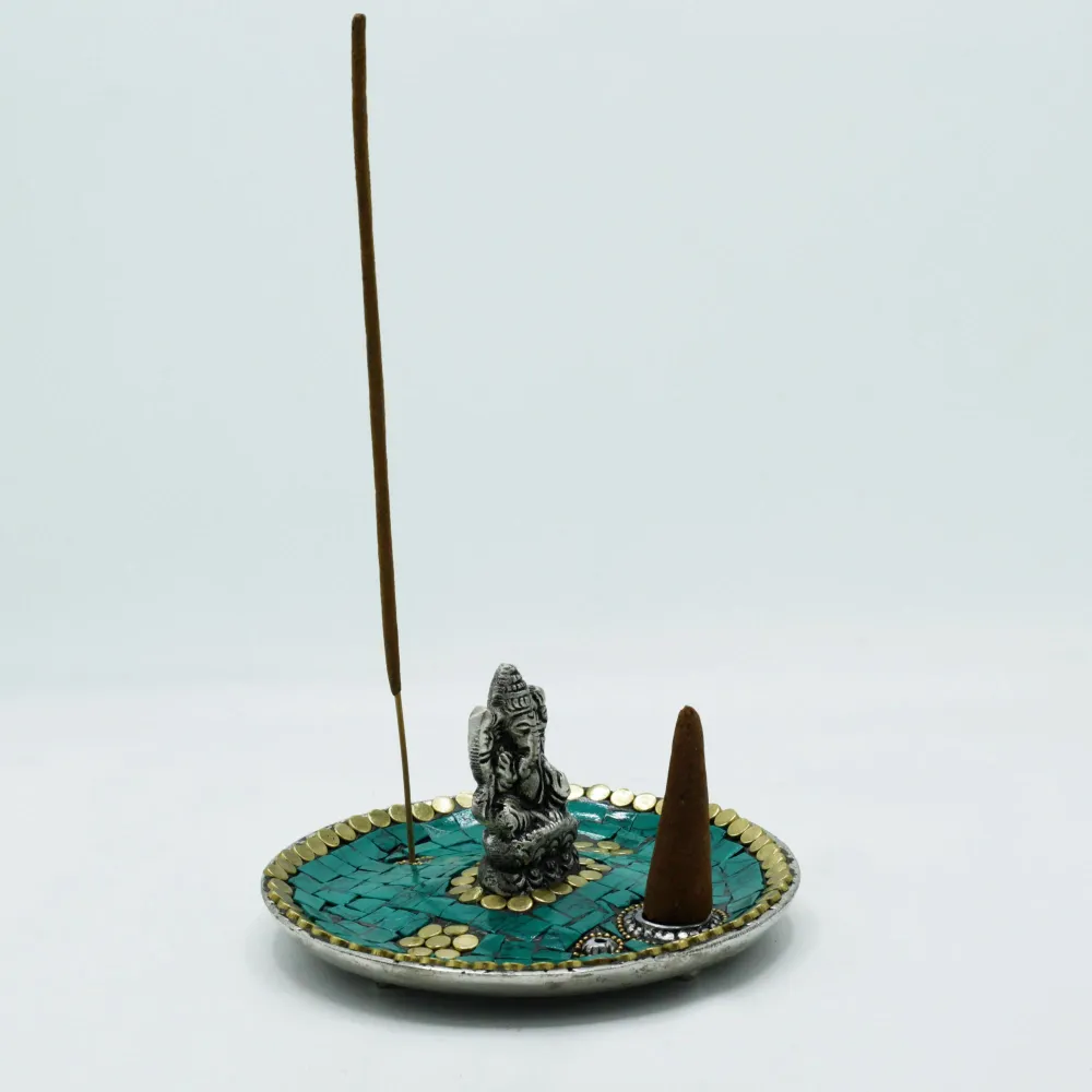 Røgelsesholder Kegle Og Stick Ganesha Tibetansk Keramik