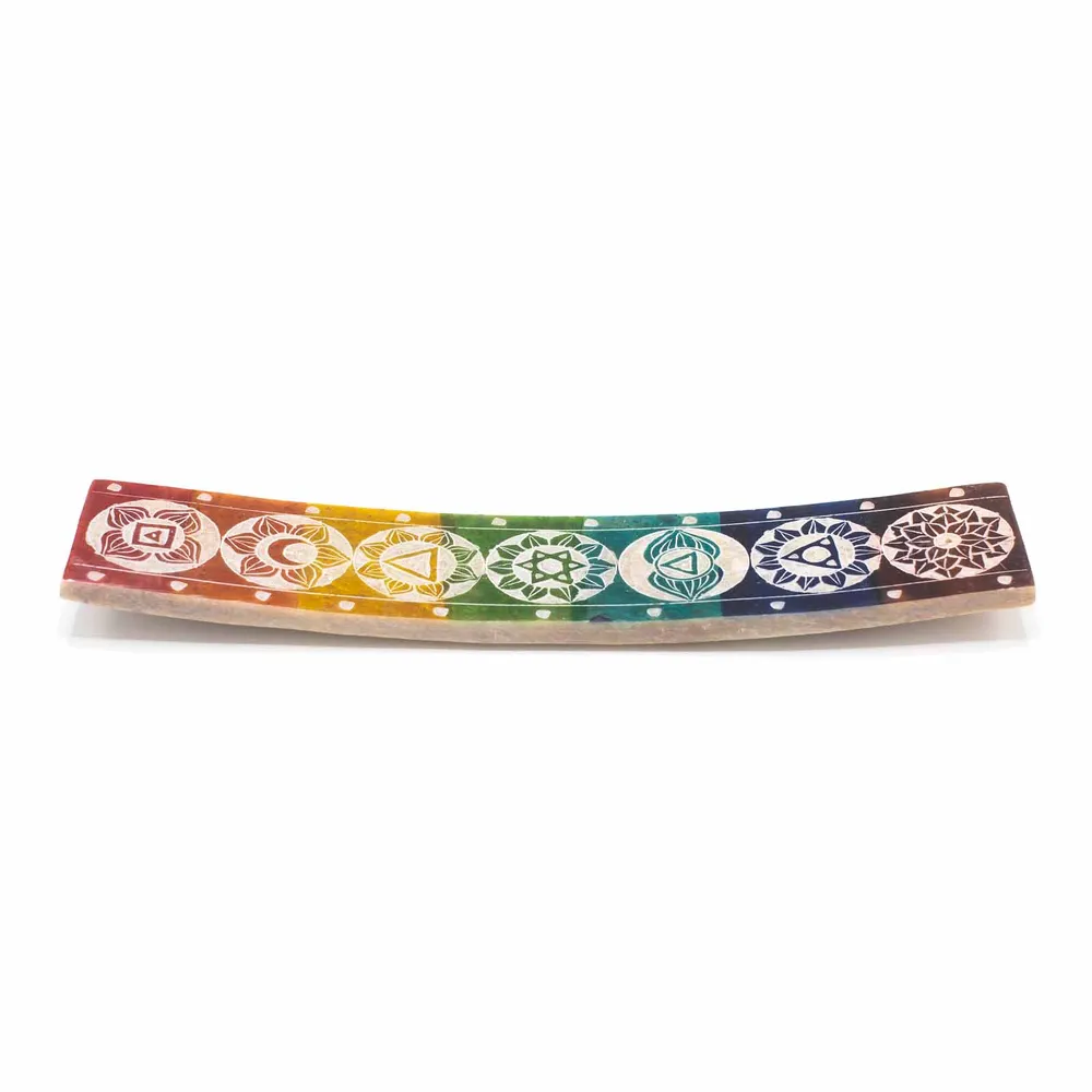 Røgelsesholder sæbesten syv chakra 26x5cm