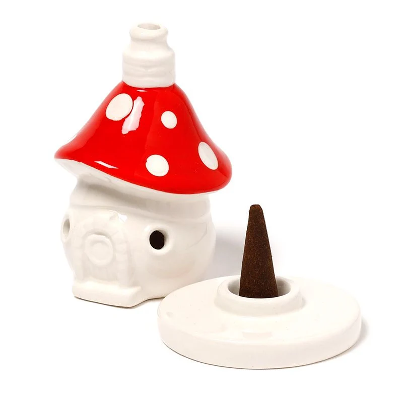 Røgelseskeglebrænder Keramisk Fe Toadstool Hus
