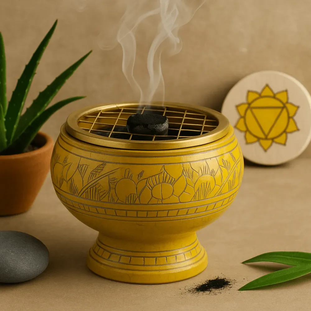 Trækul Røgelsesbrænder Krukke, Solar Plexus Chakra