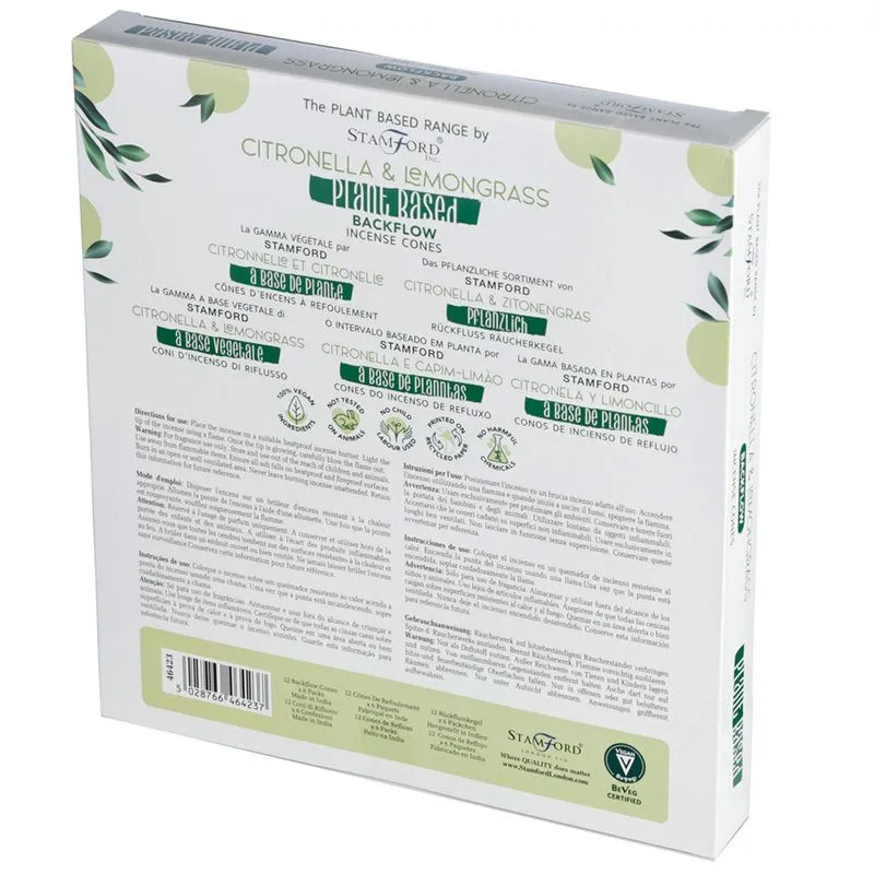 Backflow røgelseskegler Citronella Citrongræs, 12 kegler