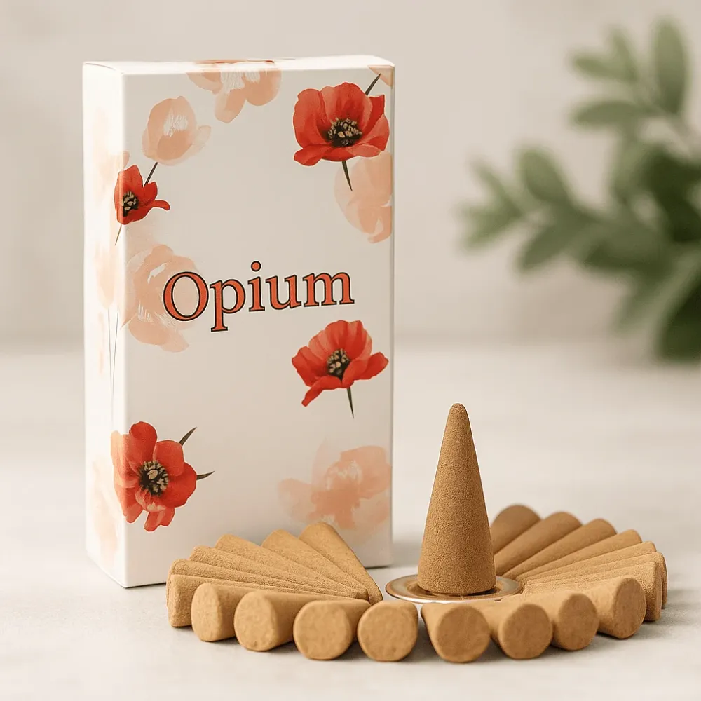 Opium røgelseskegler 15 stk med holder Stamford