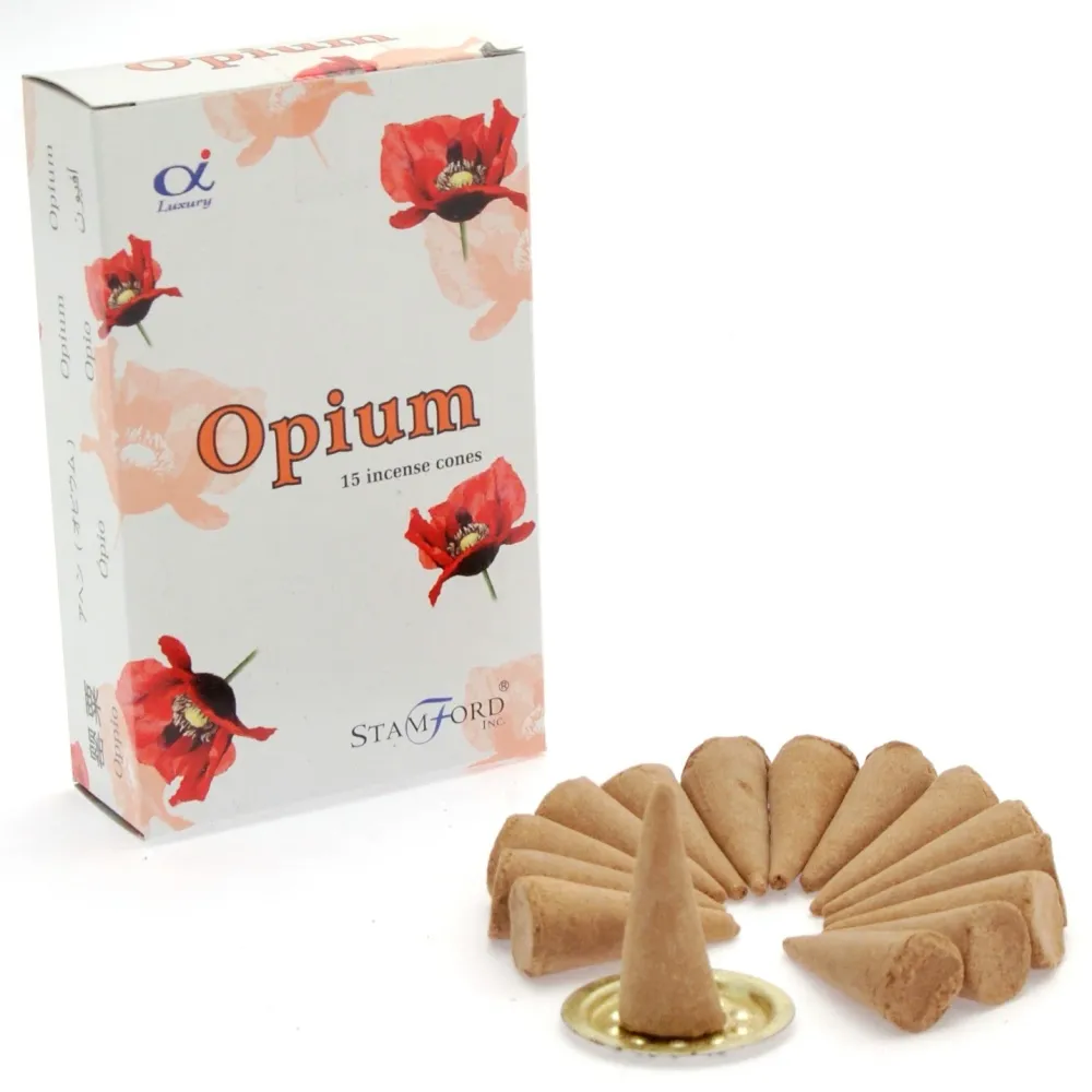 Opium røgelseskegler 15 stk med holder Stamford