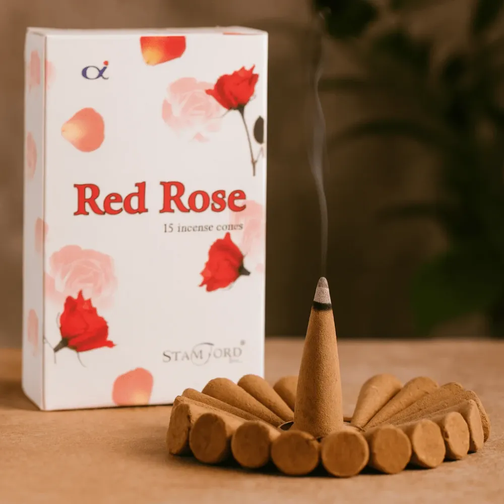 Røgelseskegler Rød Rose, 15 Pakke Stamford