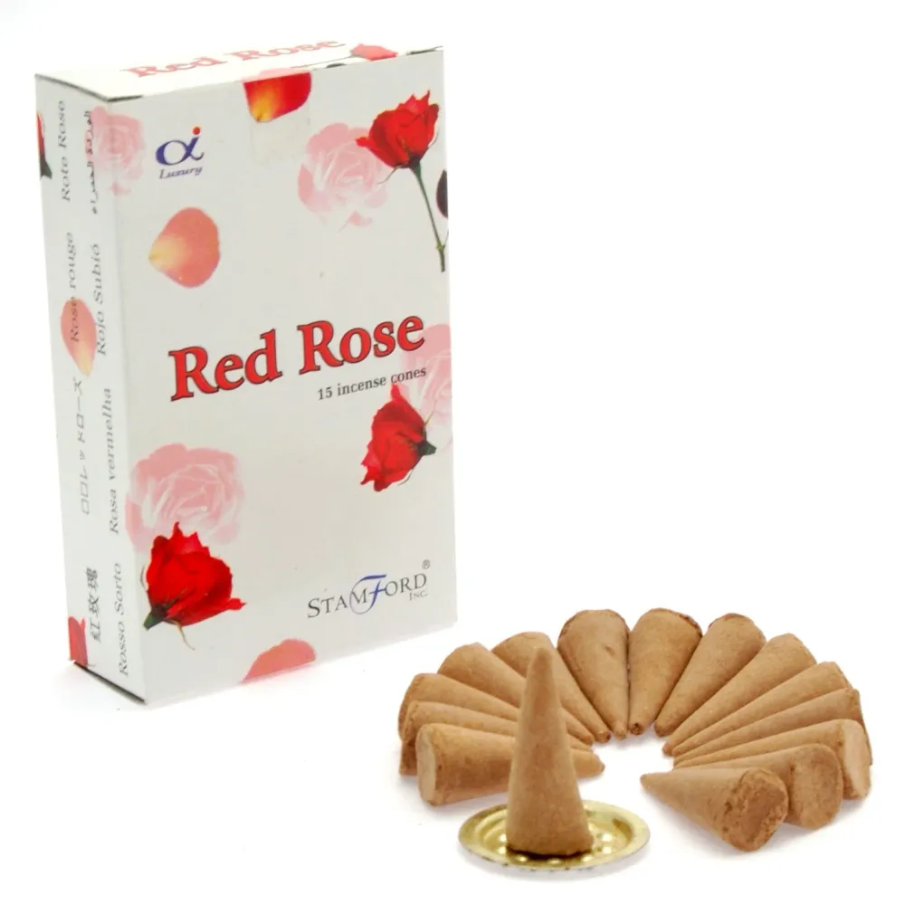 Røgelseskegler Rød Rose, 15 Pakke Stamford
