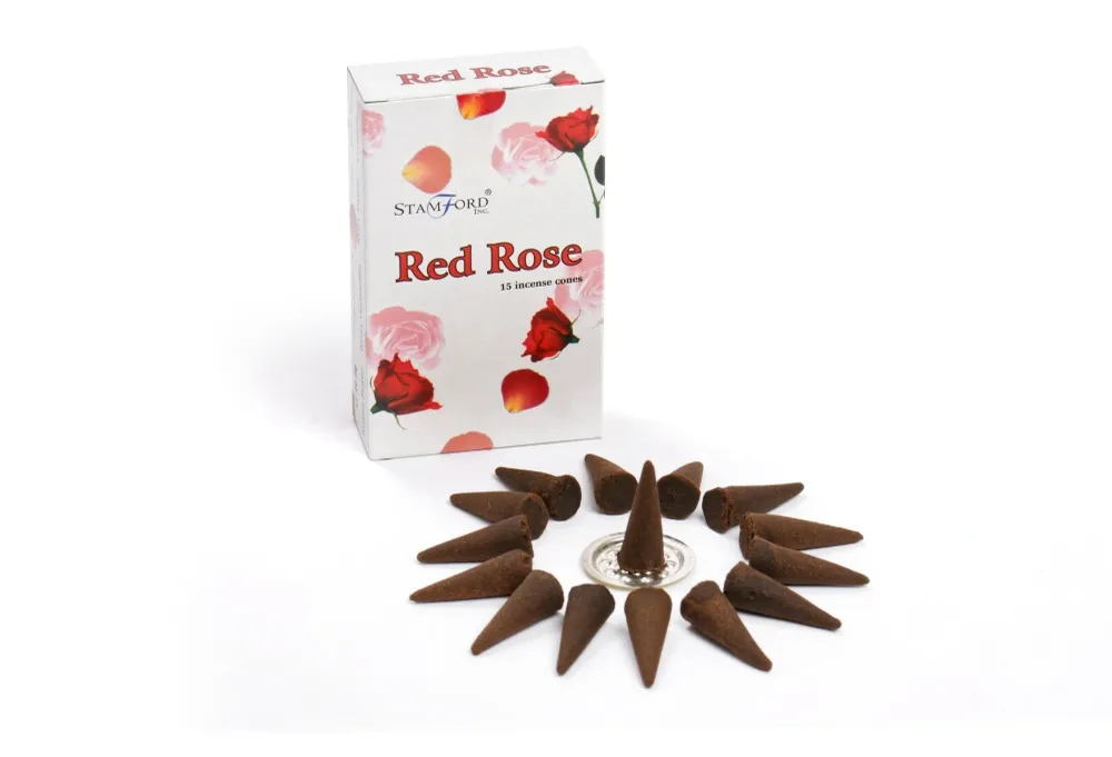 Røgelseskegler Rød Rose, 15 Pakke Stamford