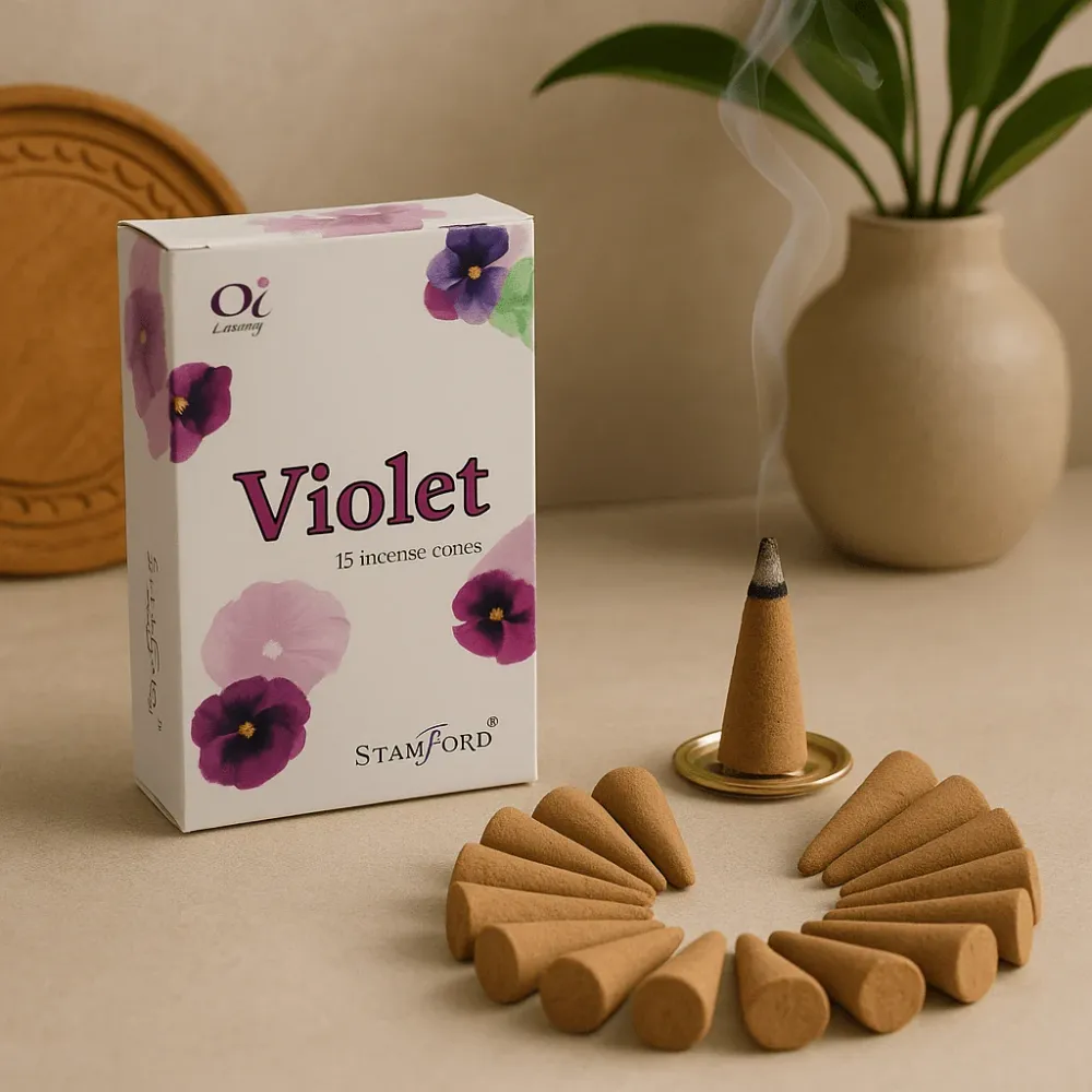 Violet Røgelseskegler 15 Pakke Med Holder Stamford