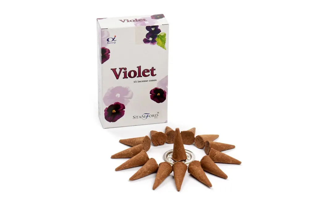 Violet Røgelseskegler 15 Pakke Med Holder Stamford