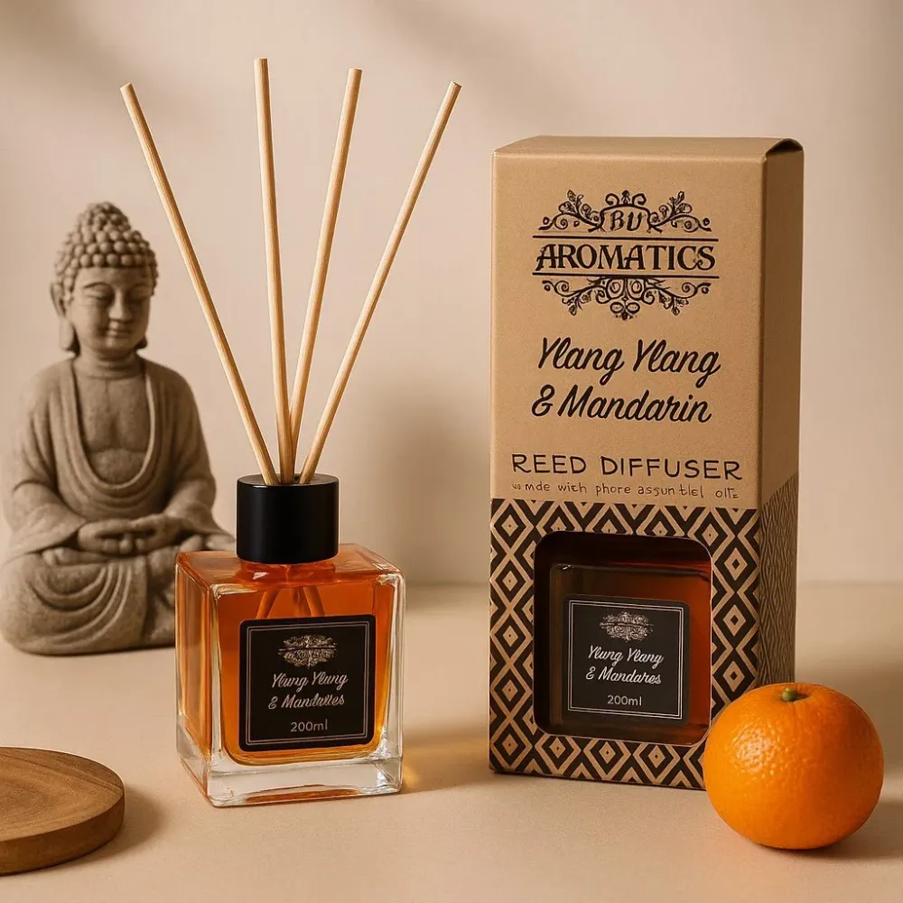 Duftspreder med rør Ylang Ylang og Mandarin æterisk olie