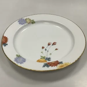 Royal Copenhagen Stel No 93 Hvid Halvblonde m. Blomster og Guldkant Rundt Servingsfad 35,2cm / 13.86 inch