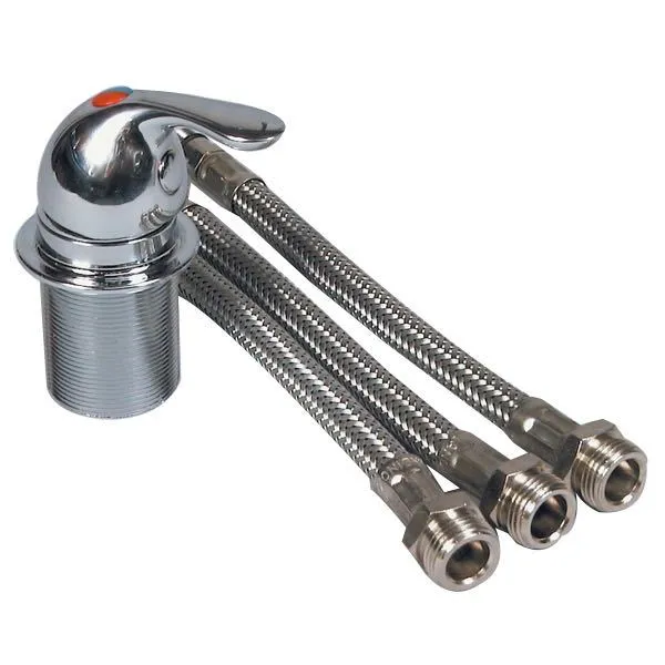 Barka, Stophane/Blandingsbatteri MI2000/1, Forkromet Messing, Ø 41 mm, 3/8” udv. gevind