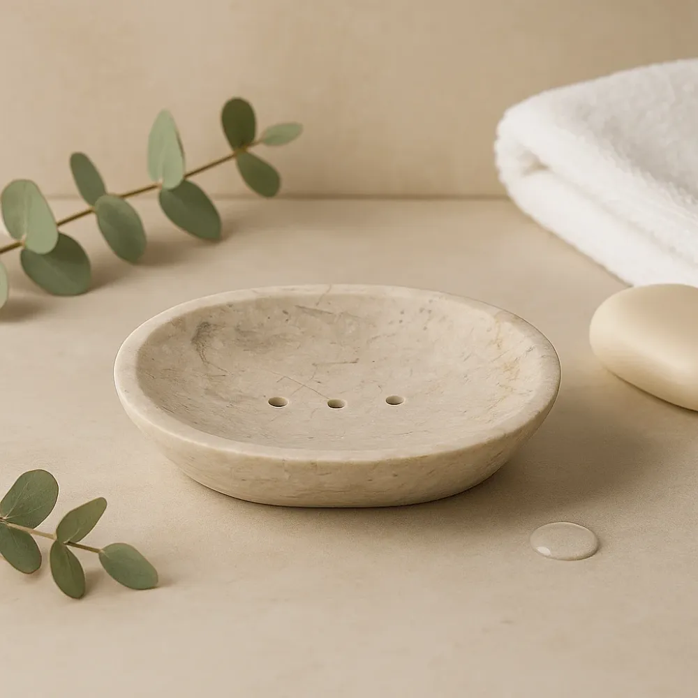 Marmor Sæbeskål, Oval Creme