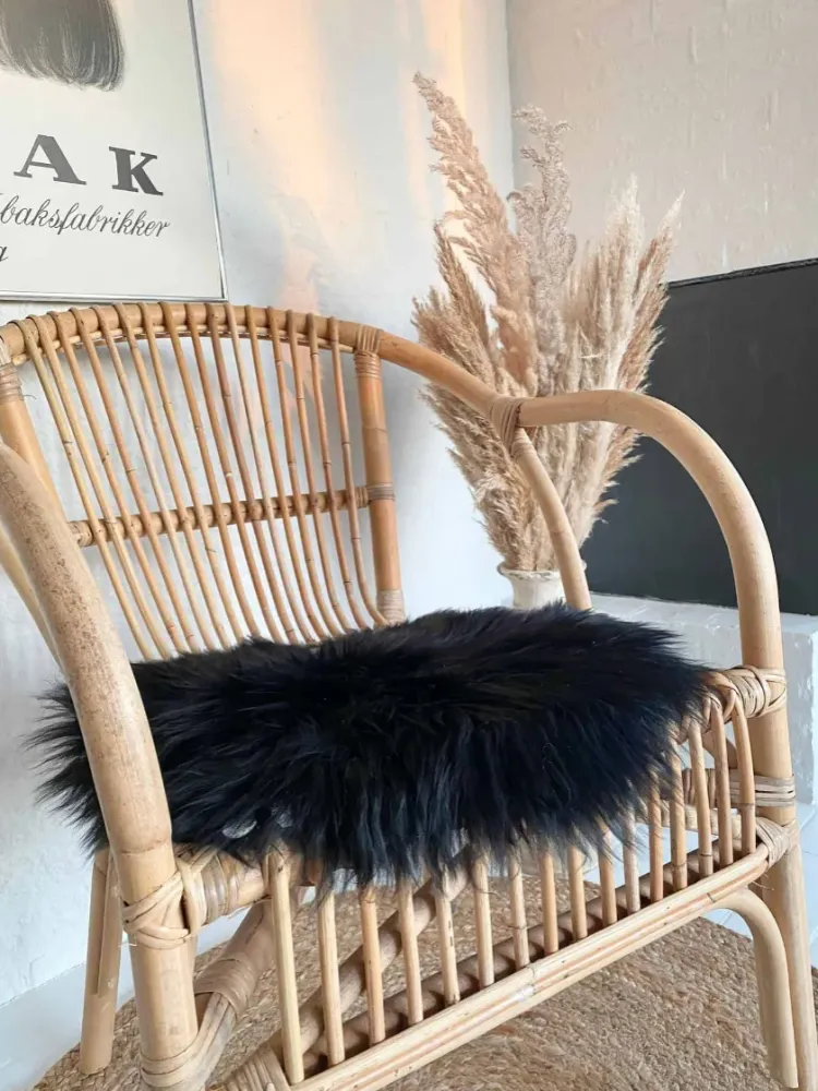 Sædeskind Ø 34cm - Sort lammeskind