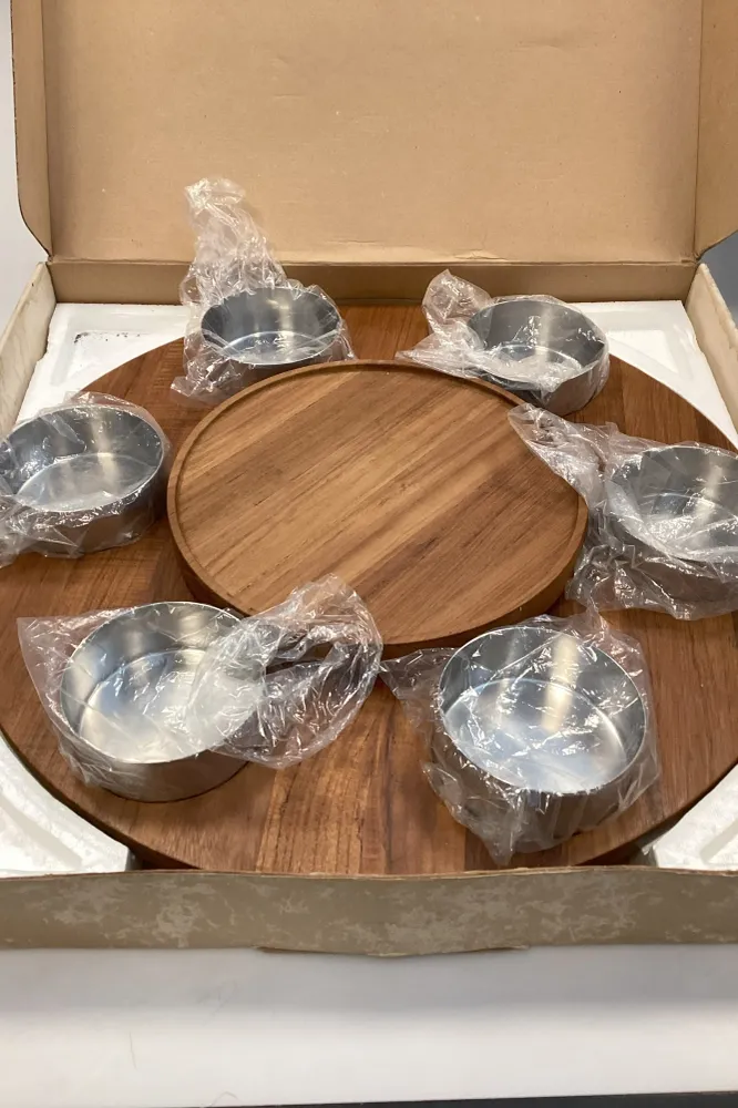 Stelton Lazy Susan fondue drejefad med 6 skåle af rustfrit stål