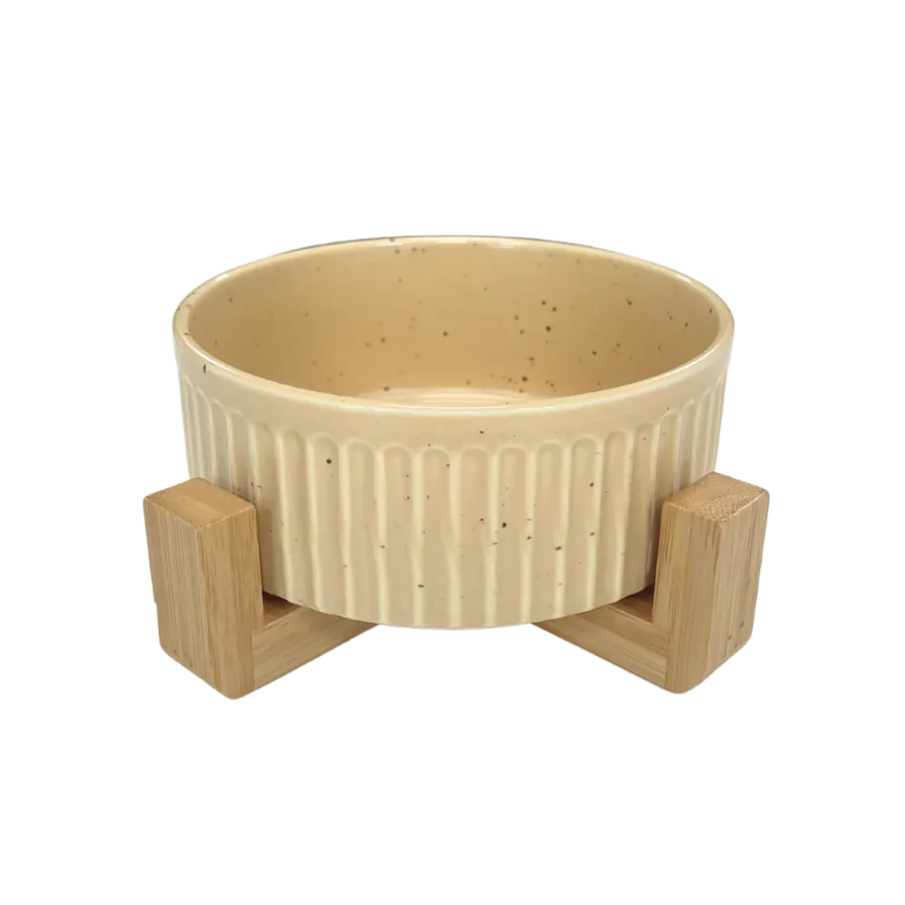 Bjaf - Creme Freja skålesæt med bambusholder, enestående
