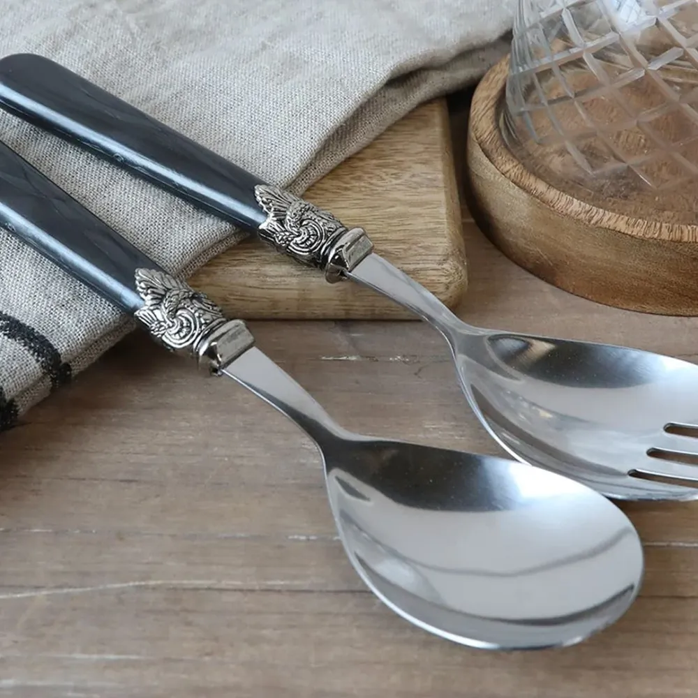 Chic Antique - Linas salatbestik i antique kul | Sæt á 2 stk L21 cm