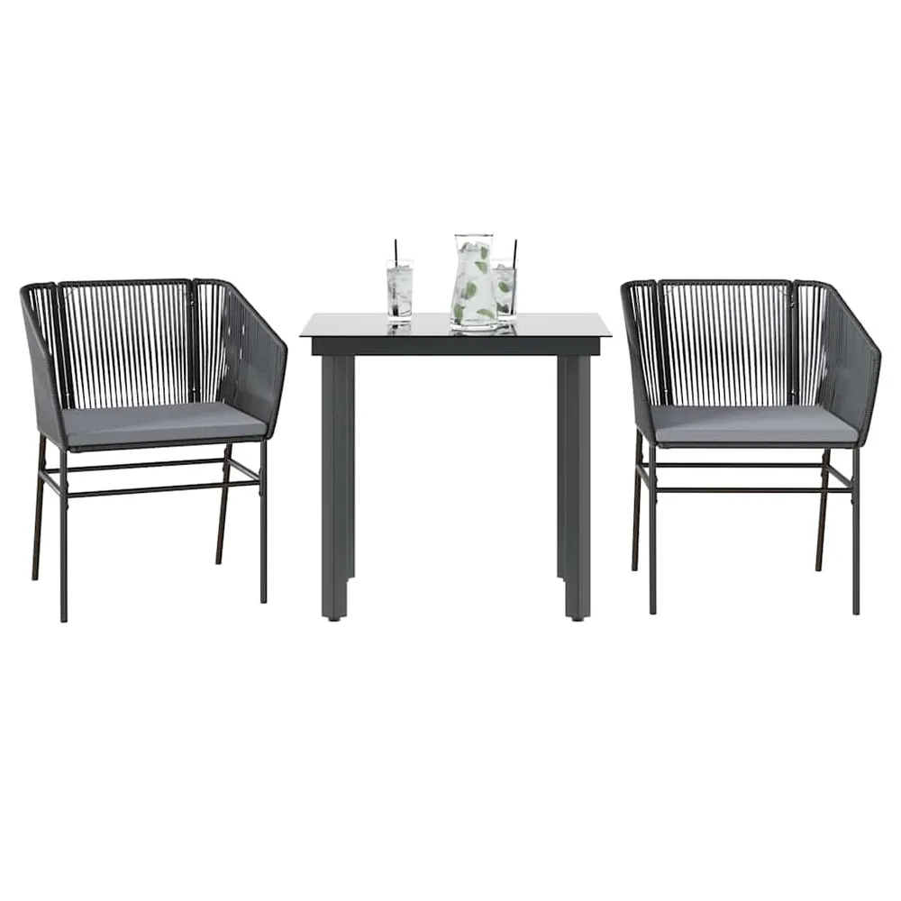 3 Dele Spisebordssæt til Haven M. Hynder Polyrattan Glas Ebony 80