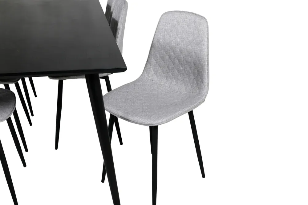 Dipp Spisebord 180 x 90 Charcoal & 6 stk Polar Spisebordsstole Grå