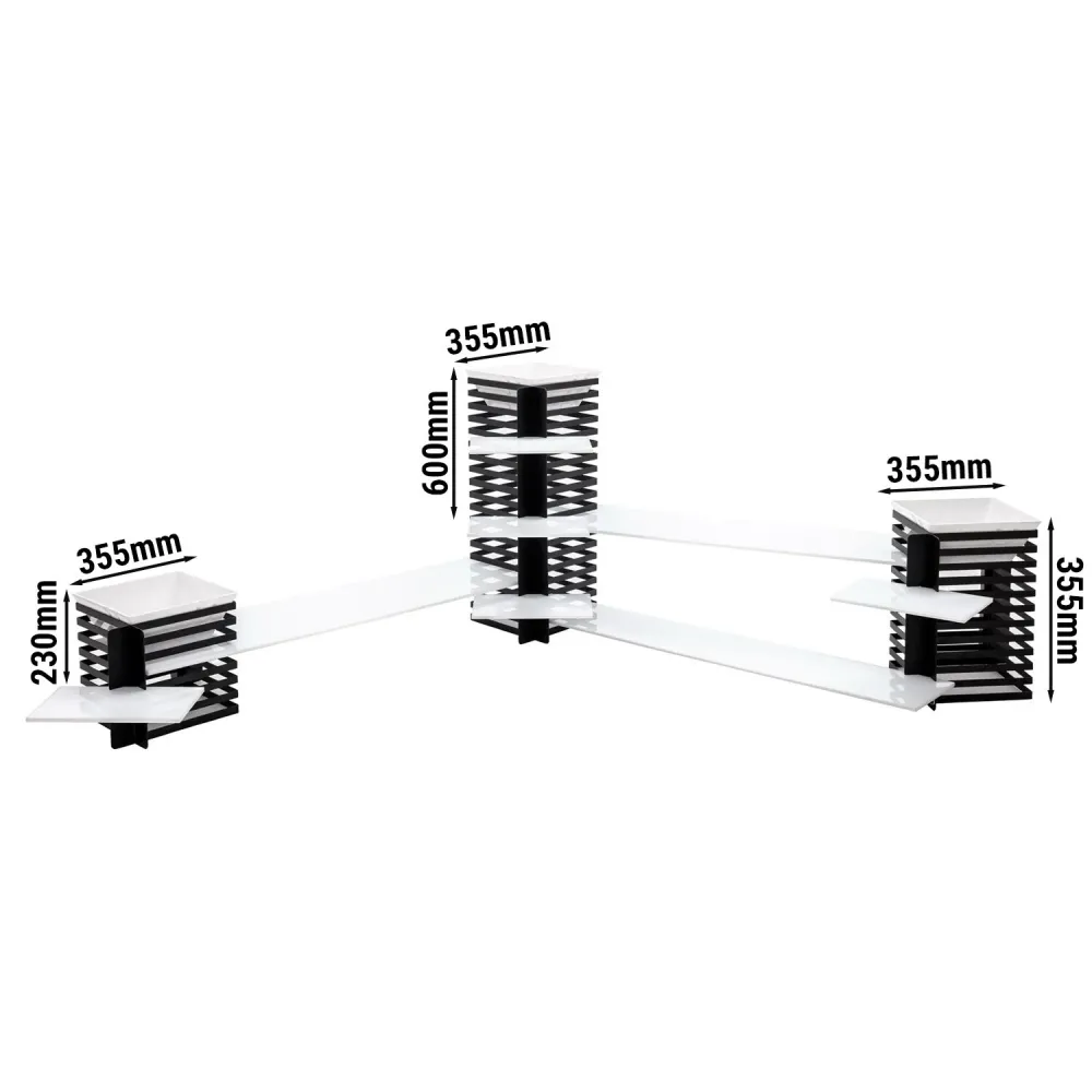 Kagestand/ buffetstativ af plexiglas - Sort/Hvid