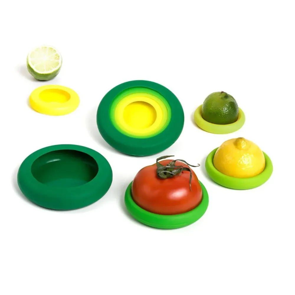 Sæt med fem genanvendelige Food Savers i silikone fra Food Huggers, Seneste Greens