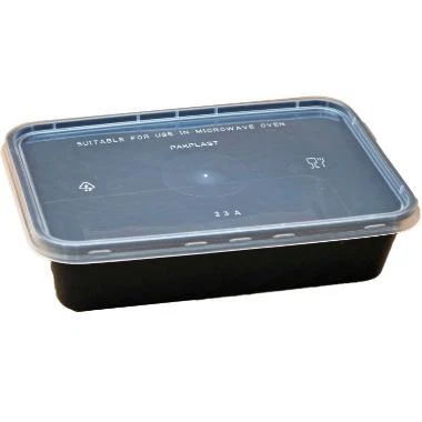 Plastbakke Nudelbakke 500ml L175xB120xH40mm ebony med låg til microovn,250 stk/krt
