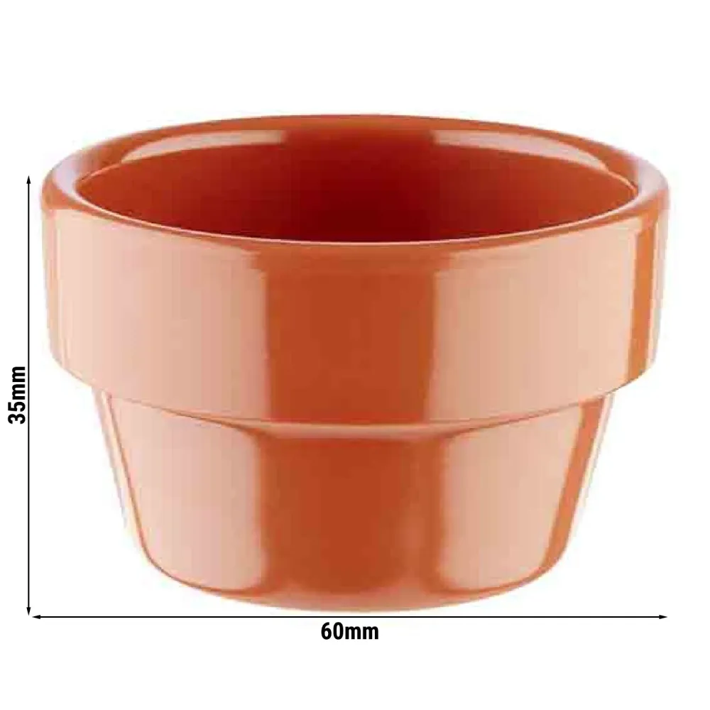 (60 stk.) Dypeskåle - FLOWER POT - Melamin - 40 ml - Ø 60mm - Terracotta