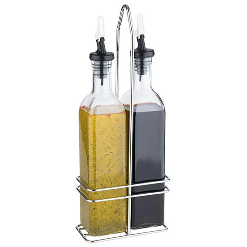 (6 stk.) Eddike- og oliekande - 500 ml - stativ i rustfrit alloy
