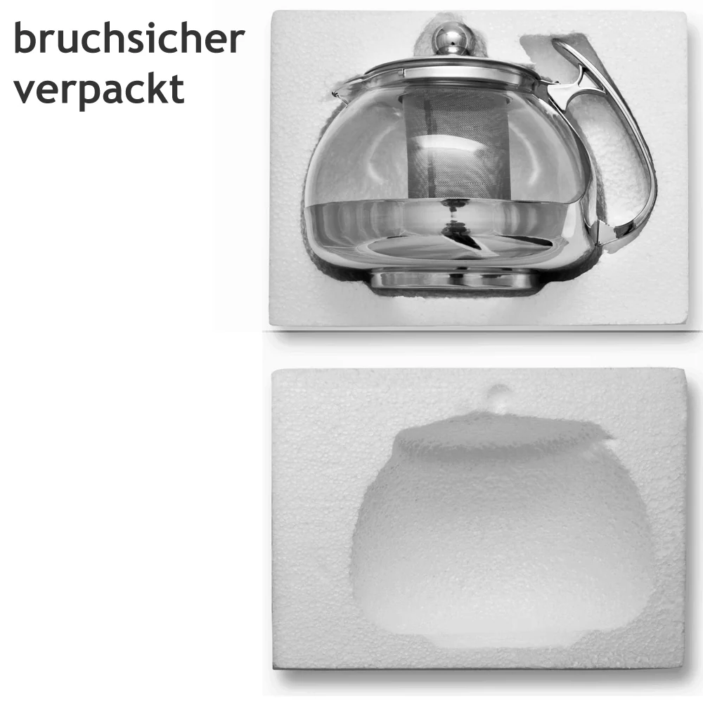 Tepotte, glas med si, rustfrit alloy, 1200 ml, ikke-dryppende, varmebestandig