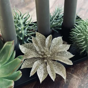 Deco blomster med glimmer - 4 stk
