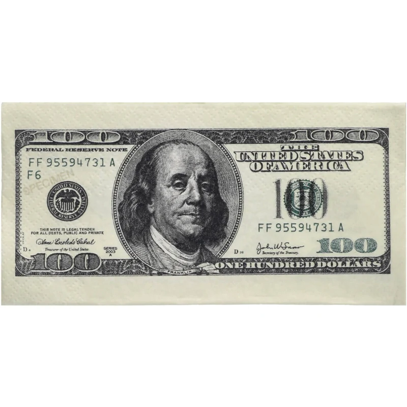 100 dollar servietter, 10 stk.