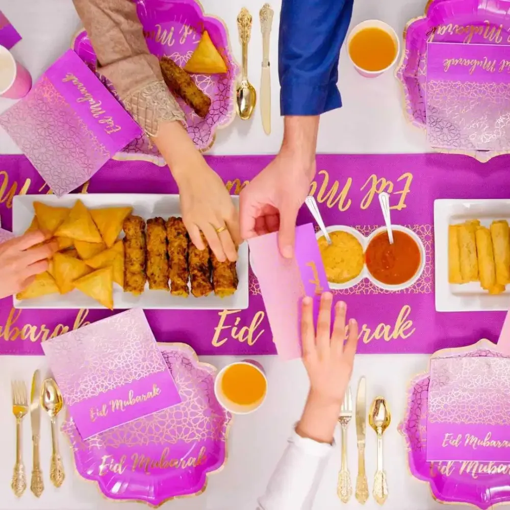 EID Mubarak, lilla og guld servietter, 20 stk.