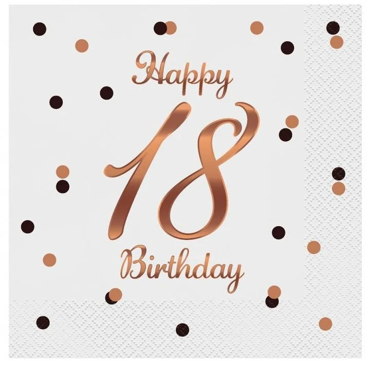 Hvid 18 års fødselsdagsserviet, 20 stk.