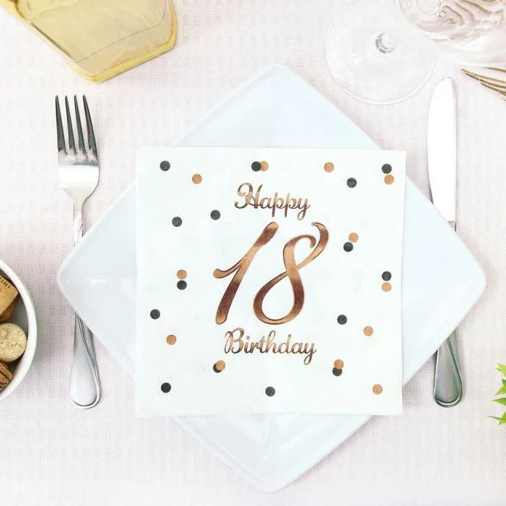 Hvid 18 års fødselsdagsserviet, 20 stk.