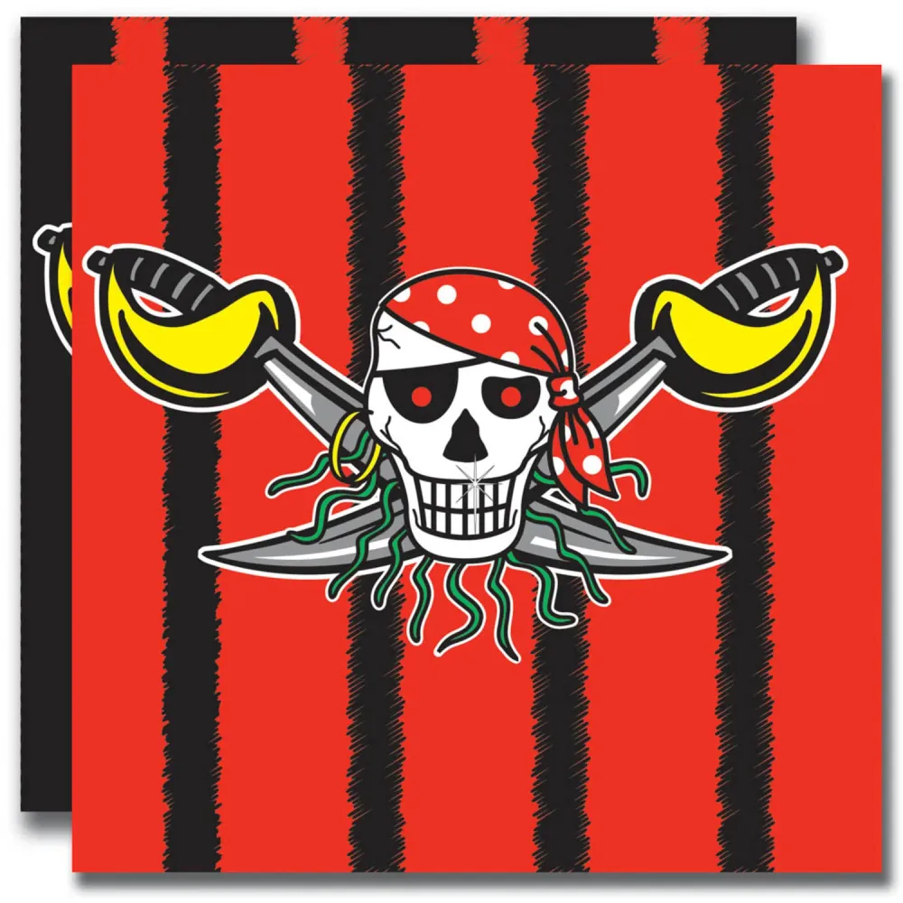 Røde piratservietter - 20 stk.