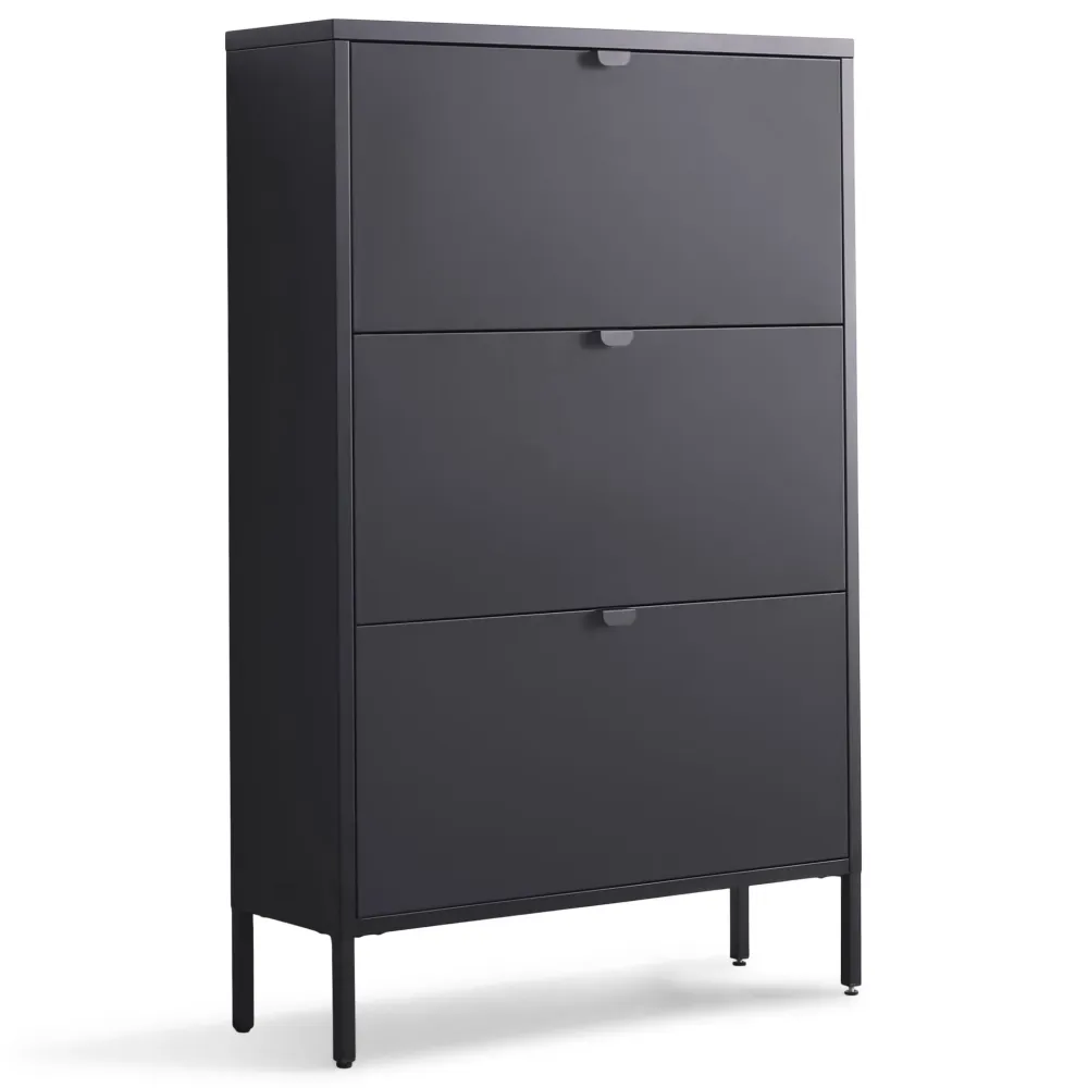 Herman Skoskab - Sort alloy med 3 rum - 80x26x125 cm. Brudt emballage (OU11024)