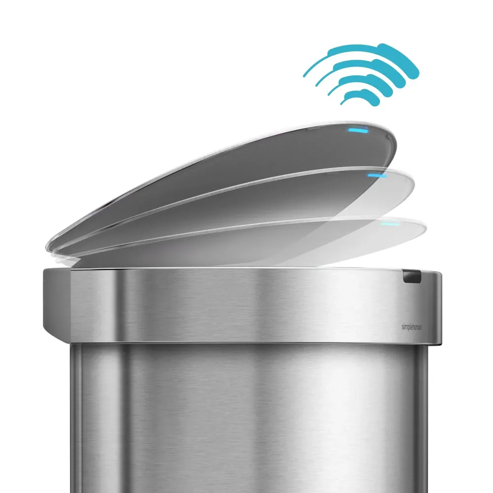 Halvrund skraldespand med sensor 45 L.