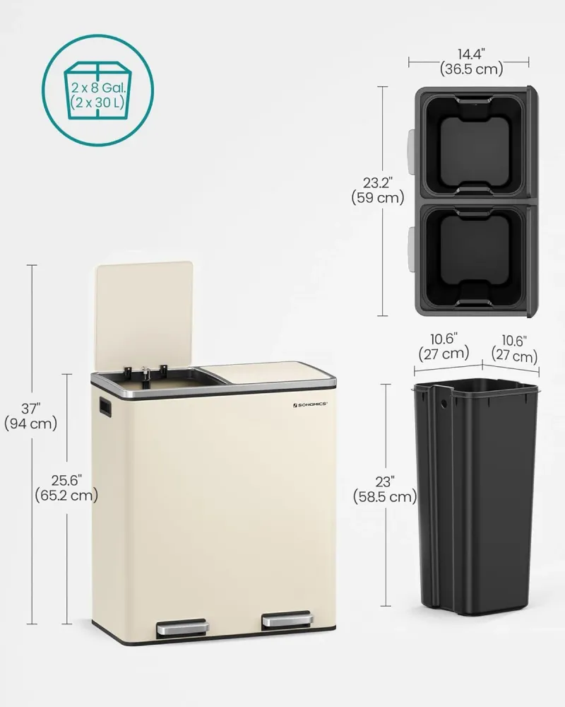 Alice skraldespand | 2x30 L - Beige