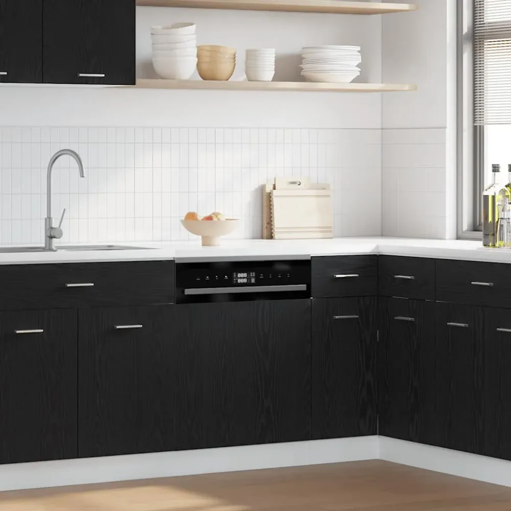Låge Til Opvaskemaskine 60X1,5X67 Cm Konstrueret Træ Sort-Eg Midnight Eg 1
