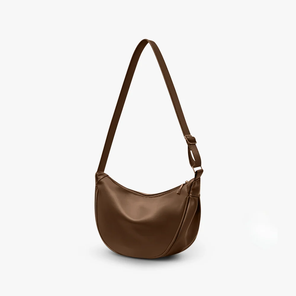 Aurelia Halvemaan Skuldertaske – Soepel Vegan Leer | Bag Taupe