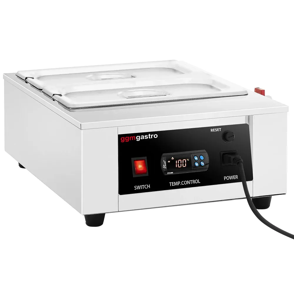 Chokoladesmelter - 2x 1/3 GN - 1,5 kW - inkl. 2 låg & 2 GN 1/3 beholdere