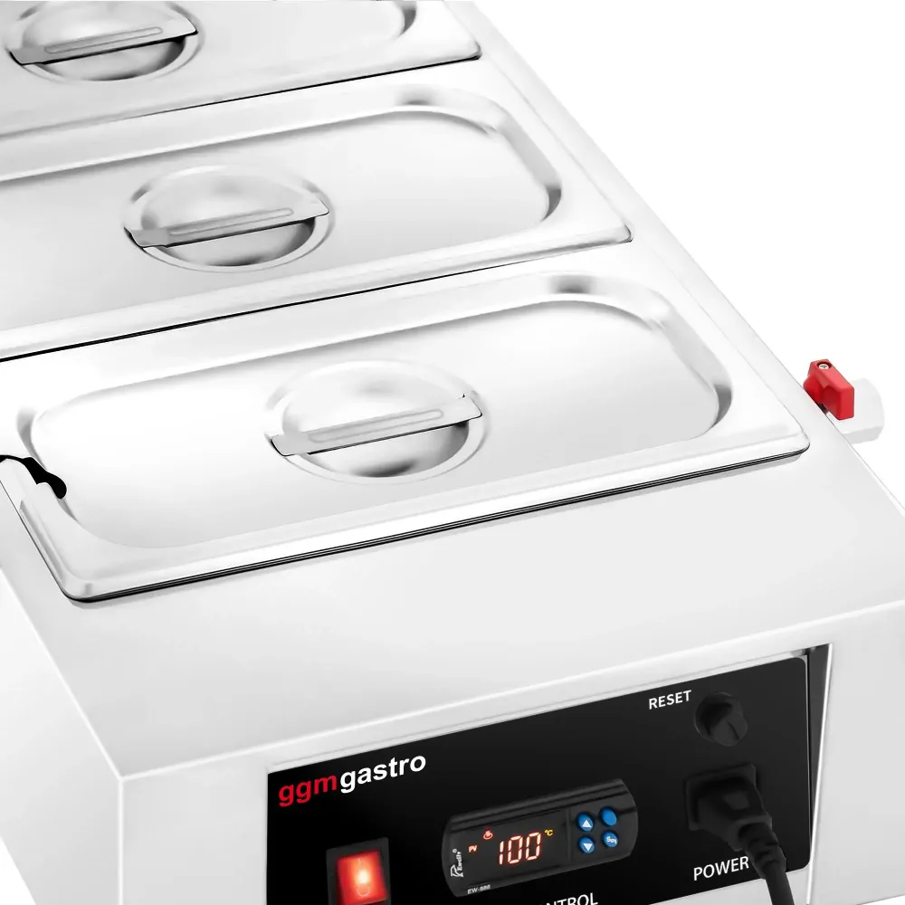 Chokoladesmelter - 3x 1/3 GN - 1,5 kW - inkl. 3 låg & 3 GN 1/3 beholdere