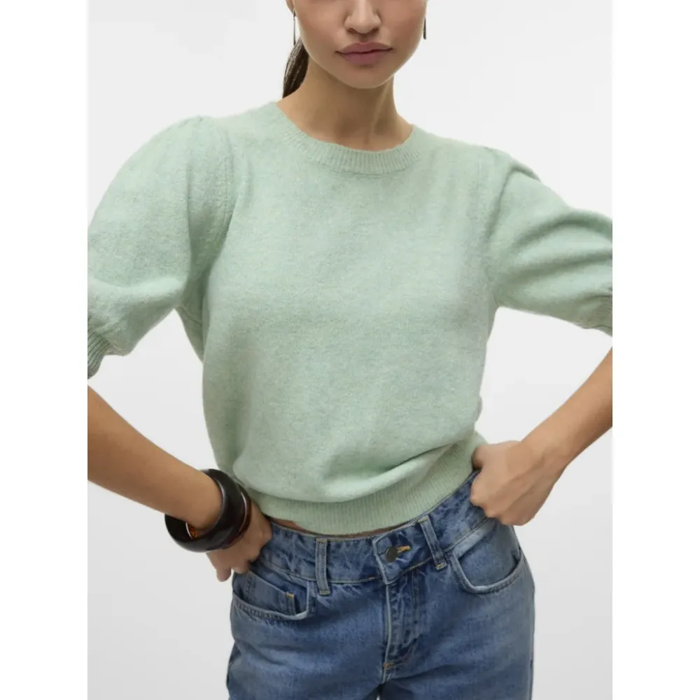 VERO MODA Dame Pullover VMDoffy - Birds Egg Emerald MELANGE Xs