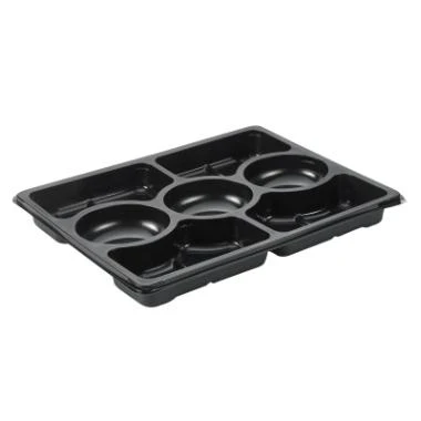 Bakke Zen Tapas 7-rum Rektangulær 1518ml L320xB250xH33mm RPET Sort,2 ps x 60 stk/krt