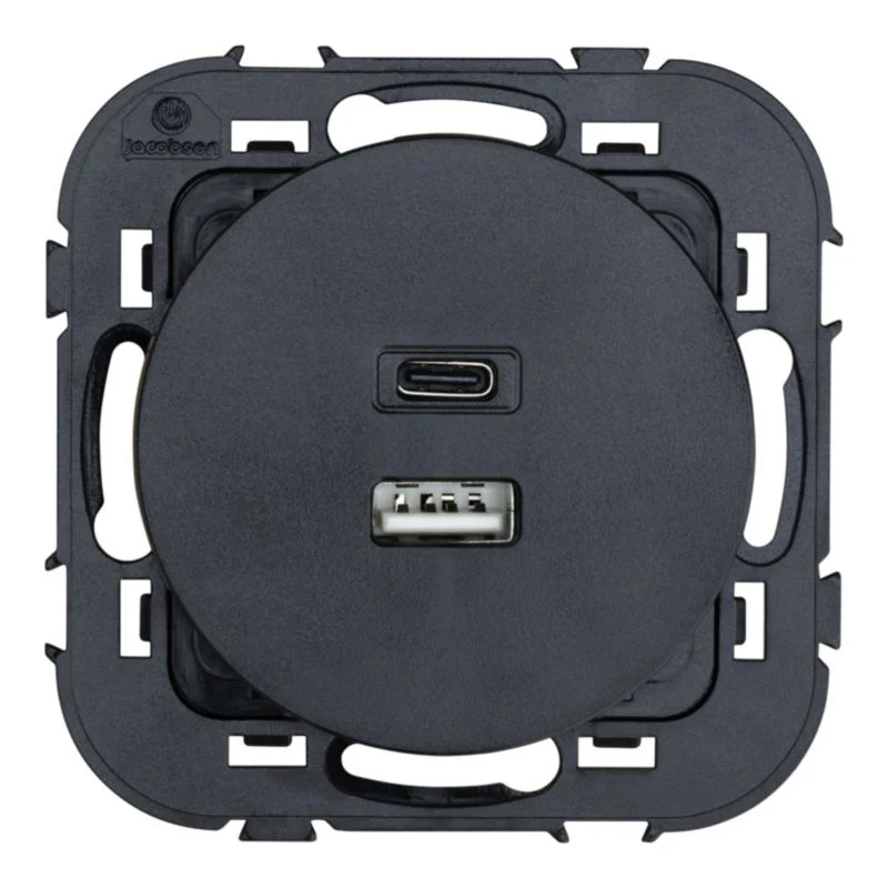Jacobsen Espen USB +C stikdåse i mat‑sort