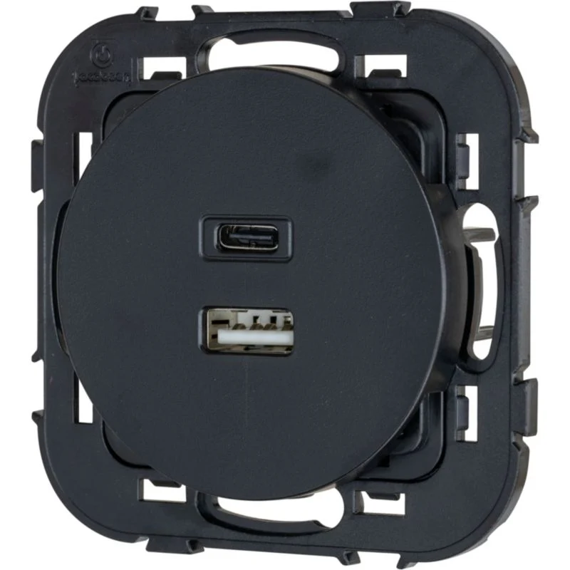 Jacobsen Espen USB +C stikdåse i mat‑sort