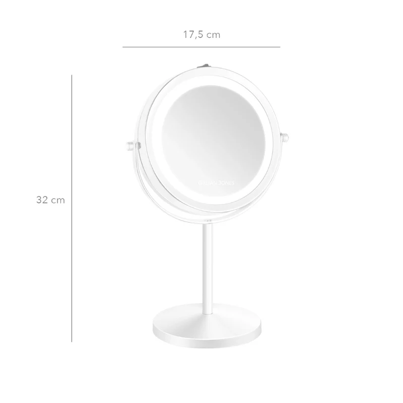 Makeup-spejl med lys - 1x/10x forstørrelse