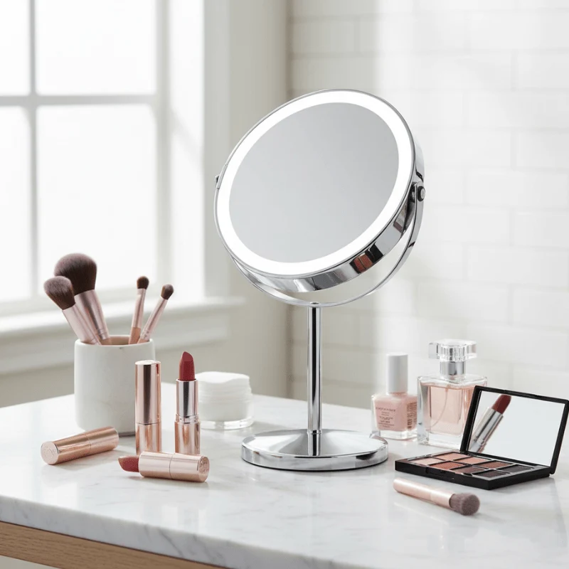 Makeup-spejl med tonet lys - 1x/10x forstørrelse